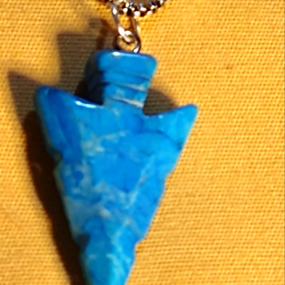 👉LOWEST PRICE AVAIL. OCEAN LARIMAR, SODALITE, OR MOSS AGATE ARROWHEAD, PENDANT. - Picture 3 of 9